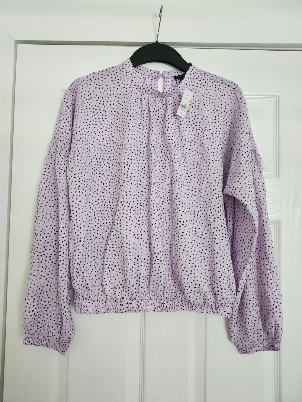 NWT Ann Taylor Lavender Dot Long-Sleeve Blouse